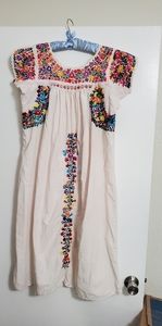 Vintage Mexican Folk Dress with Embroidery - Small